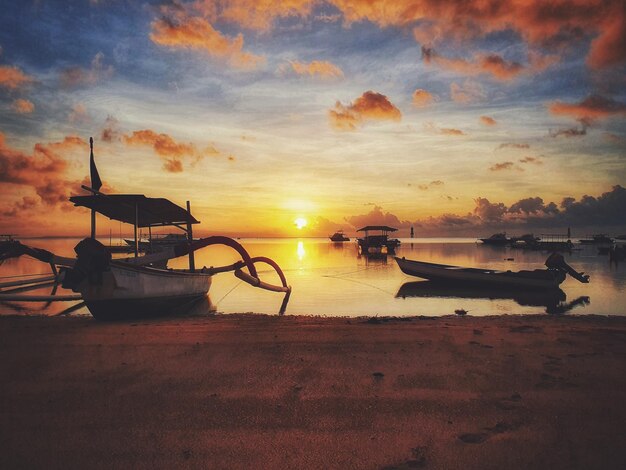 Beautiful morning sun on the beach in Sanur Bali Indonesia