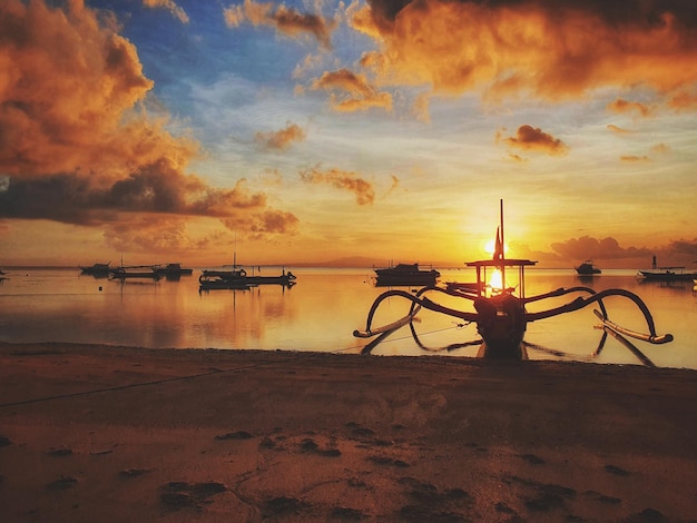 Beautiful morning sun on the beach in Sanur Bali, Indonesia