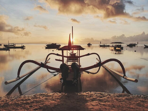 Beautiful morning sun on the beach in Sanur Bali, Indonesia