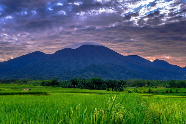 사진 아름다운 아침 풍경 인도네시아 파노라마 풍경 과 아름다운 색과 하늘의 자연 빛