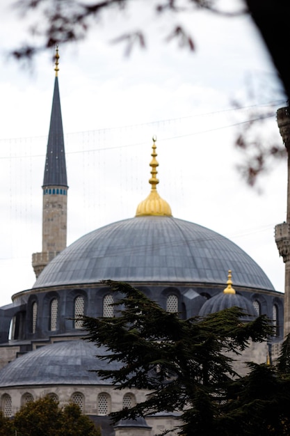 Beautiful mosque in a dark cloudy weather