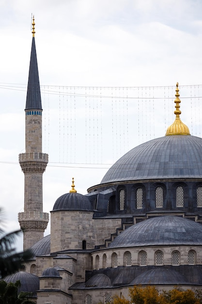 Beautiful mosque in a dark cloudy weather