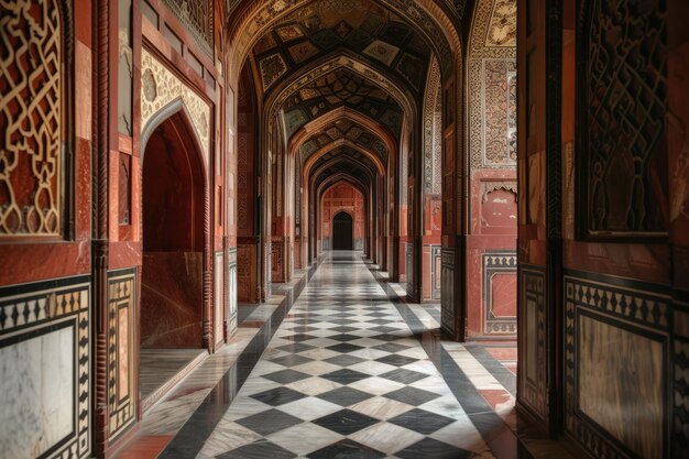 Beautiful mosque hallway in Islamic style