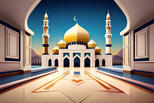Beautiful mosque illustration Islamic concept