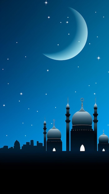 beautiful mosque illustration and nature landscape