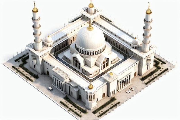Фото Красивая мечеть в рамадан карим или ид аль фитр вибрирует исламская мечеть архитектуры здания