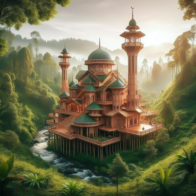 Beautiful mosque and nature view