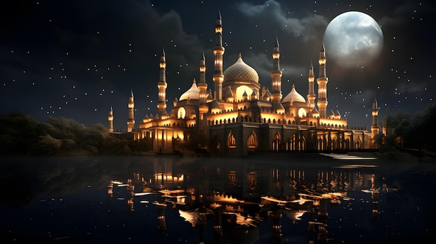 Beautiful mosque in the night