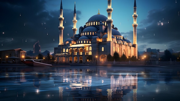 Beautiful mosque in the night