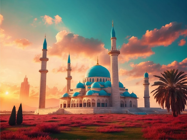 Beautiful mosque photos sunset sunny