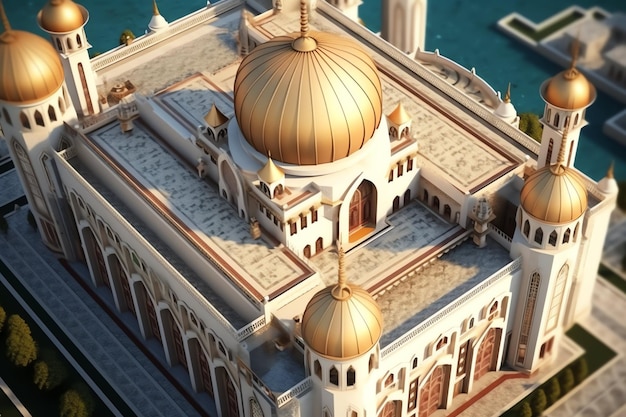 Foto bella moschea nel ramadan kareem o eid al fitr vibra l'edificio dell'architettura della moschea islamica