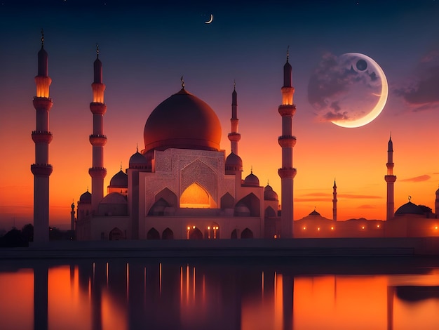 Beautiful mosque and Ramadan mubarak vibes