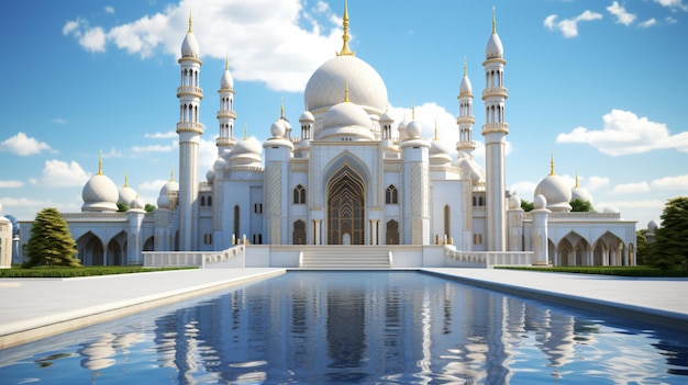 beautiful mosque reflecting in water