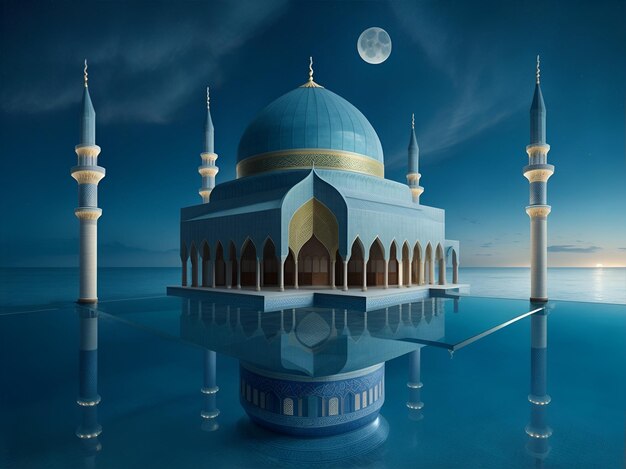 Beautiful mosque with a fantasy background in celebration Islamic