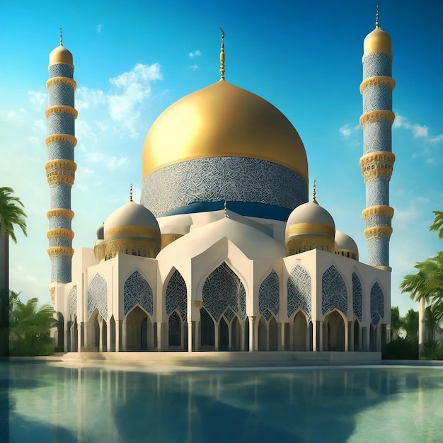 Beautiful mosques a digital art illustration ai generator