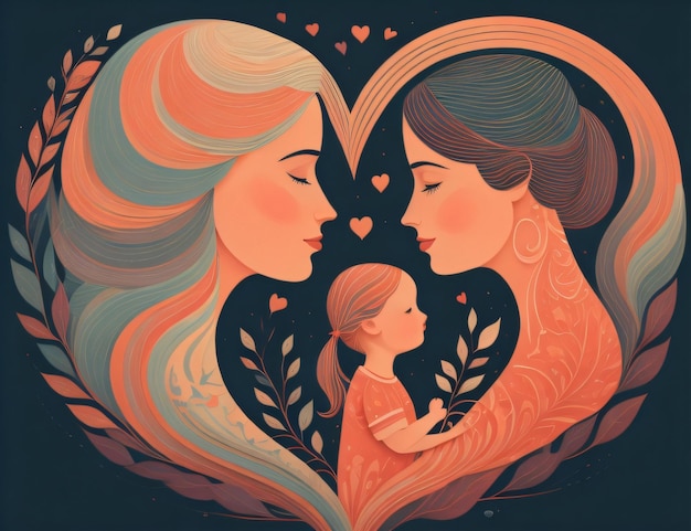 Beautiful mother baby illustration