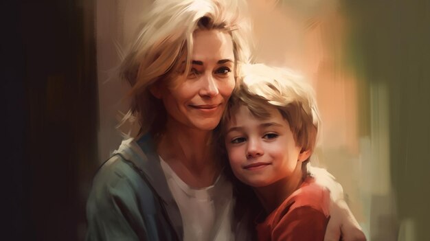 아름다운 어머니 와 자녀 들 의 그림