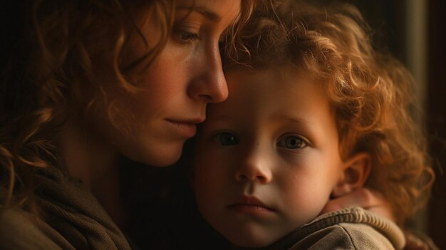 Foto una bella illustrazione di una madre e dei suoi figli