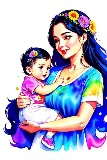 Красивая мать держит ребенка