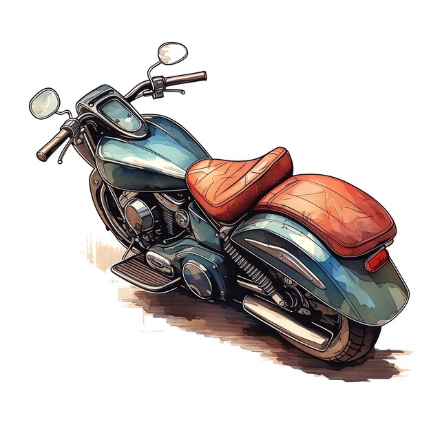 Photo beautiful motorcycle seat watercolor clipart illustration