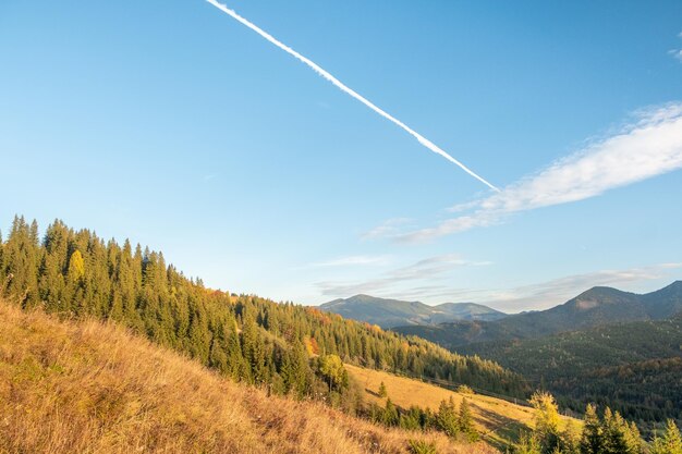 Beautiful mountain autumn landscape with colorful forest