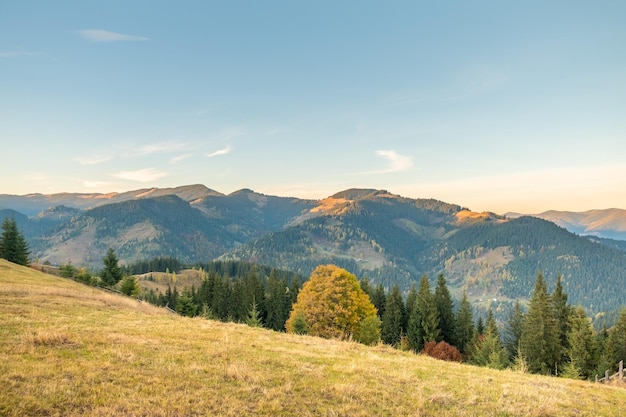 Beautiful mountain autumn landscape with colorful forest