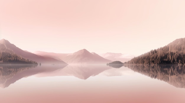 Beautiful mountain lake and natural environment in the morning Picturesque