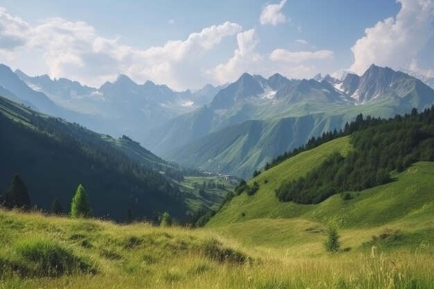 아름다운 산 풍경 배경 일러스트 AI GenerativexA