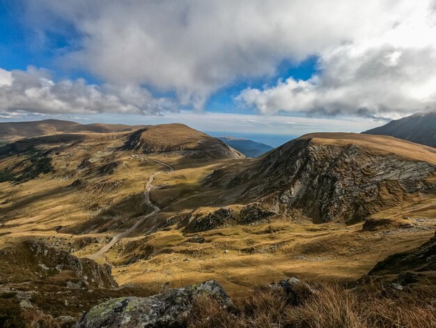 Beautiful mountain landscape in Carpathians mountains of Romania.