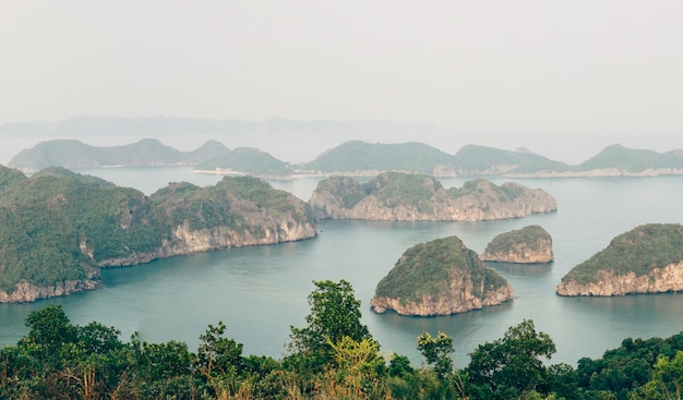 Beautiful mountain landscape in Ha long Bay