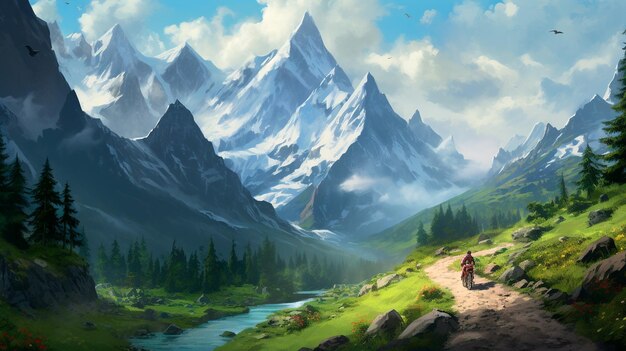 아름다운 산의 풍경 그림