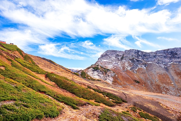 Beautiful mountain landscape. Majestic Caucasus Mountains in autumn.