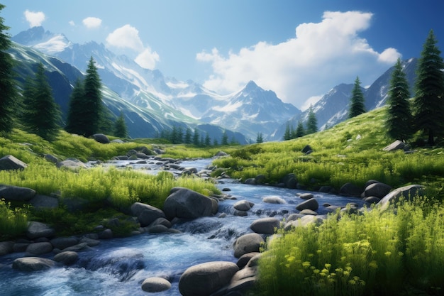 Beautiful mountain landscape mountains river forest wallpaper