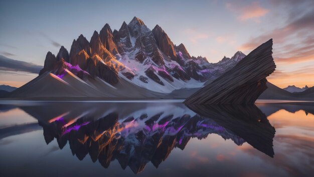 Beautiful mountain landscape reflected in the lake generative ai