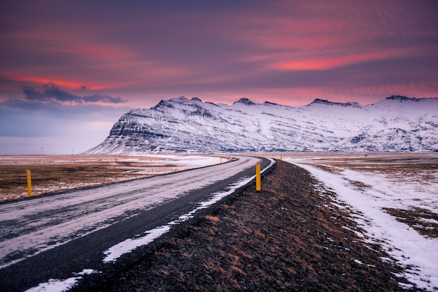 Beautiful mountain landscape in Winter in Iceland