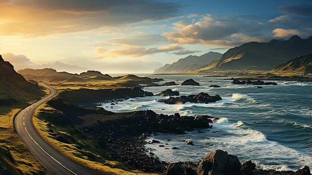 beautiful mountain landscape with river and mountains