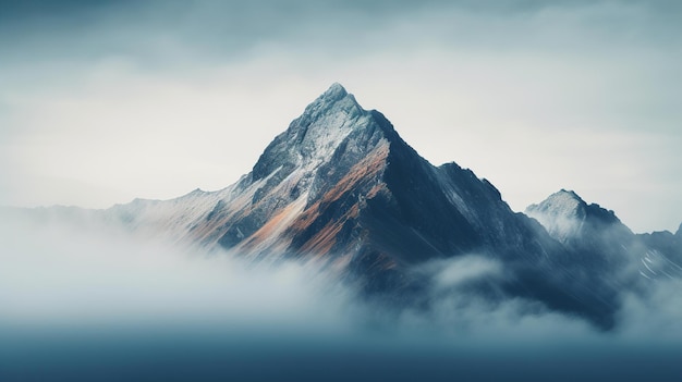 Beautiful mountain peak in the clouds