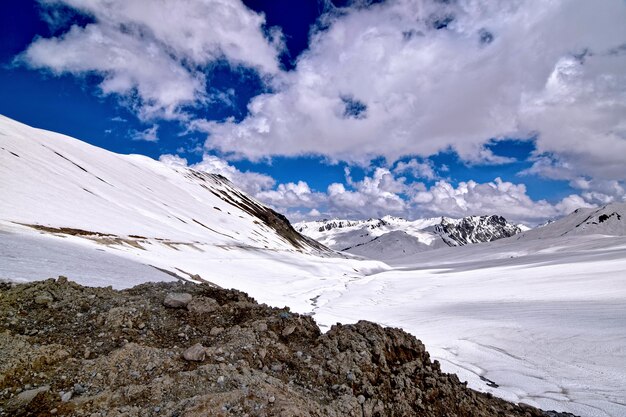 Beautiful mountain range covered with snow