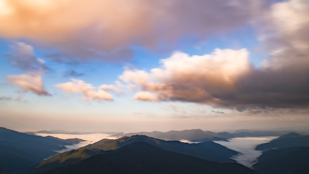 The beautiful mountain view on the background of the sky