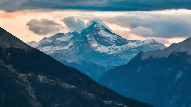 Beautiful mountain view with cloudy sky