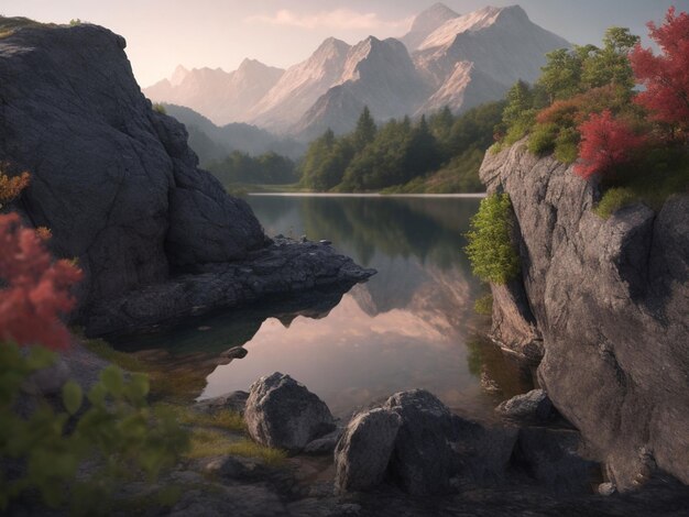 Beautiful mountain with river