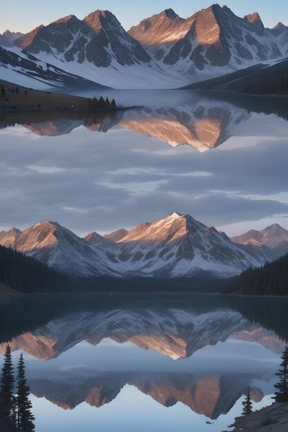 Photo a beautiful mountains lake off beautiful natural place ai generated