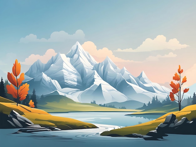 Beautiful mountains landscape background walpaper ilustrations