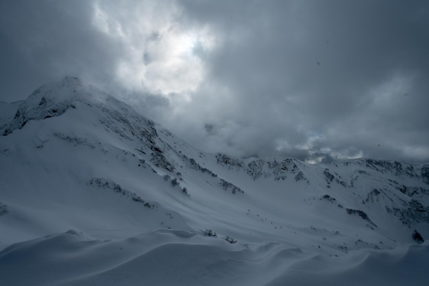 Beautiful mountains landscape under blue sky