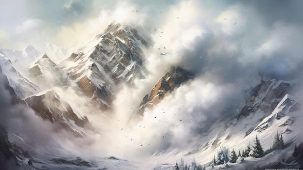 beautiful mountains landscape with snow winter season