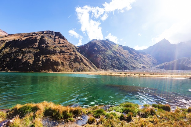 Beautiful mountains landscapes in Cordillera Huayhuash, Peru, South America