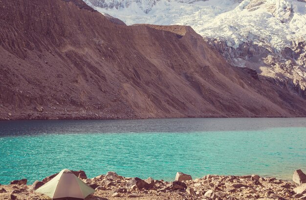 Cordillera Huayhuash, 페루, 남미의 아름다운 산 풍경