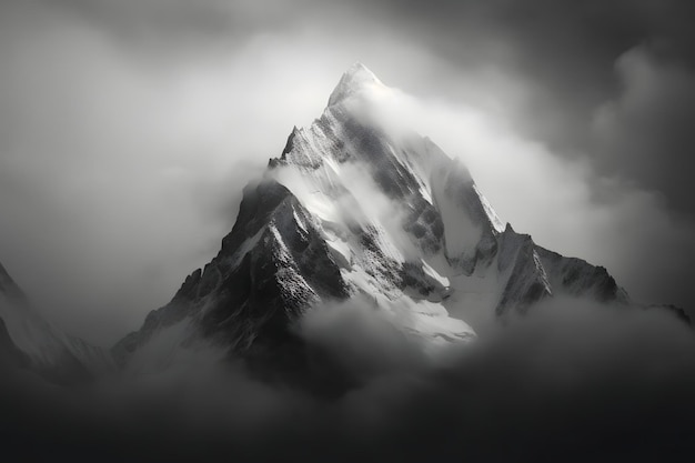 美しい山々 雲のある風景