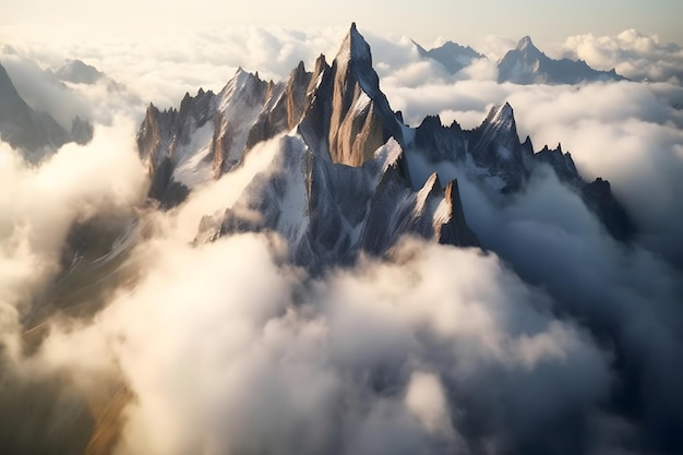 美しい山々 雲のある風景