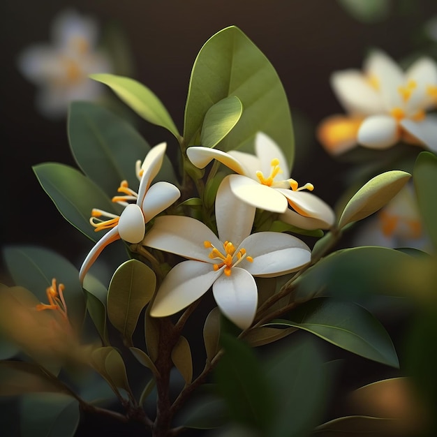 Beautiful muda jasmine exotic flowers Created by Midjourney